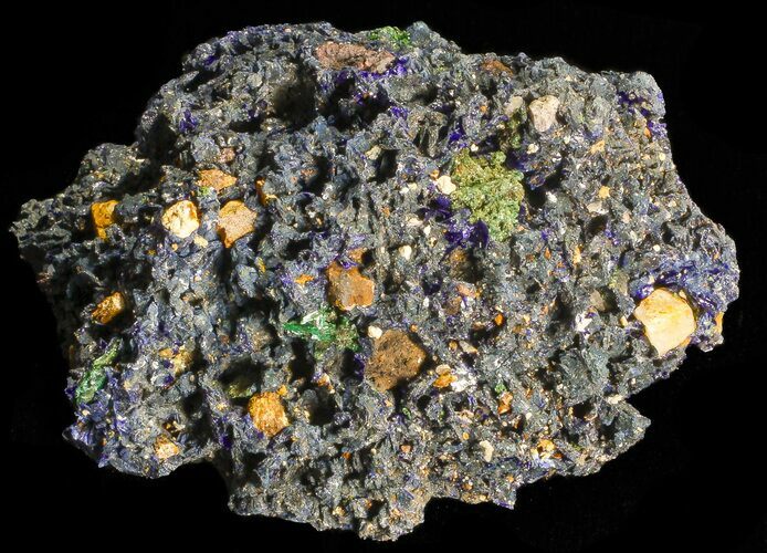 Sparkling Azurite Crystal Cluster with Malachite - Laos #69697